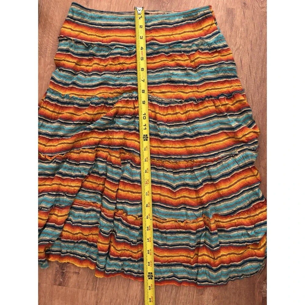 Boho Festival Shameless Sunset Multicolor Knee Length Knit Acrylic Skirt, Size S